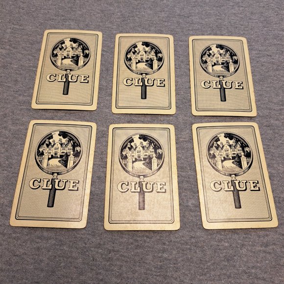 PARKER BROTHERS CLUE BOARD GAME 1956 VINTAGE REPLACEMENT PARTS -6 WEAPON CARDS- - Picture 2 of 2